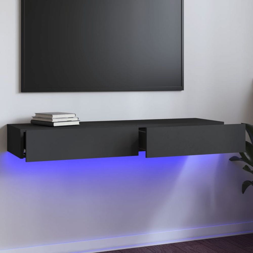 Vidaxl TV skrinka s LED svetlami sivá 120x35x15,5 cm
